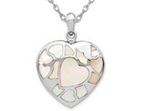 Mother of Pearl Heart Pendant Necklace in Sterling Silver with Chain